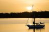 Yacht moored at Metung at sunset